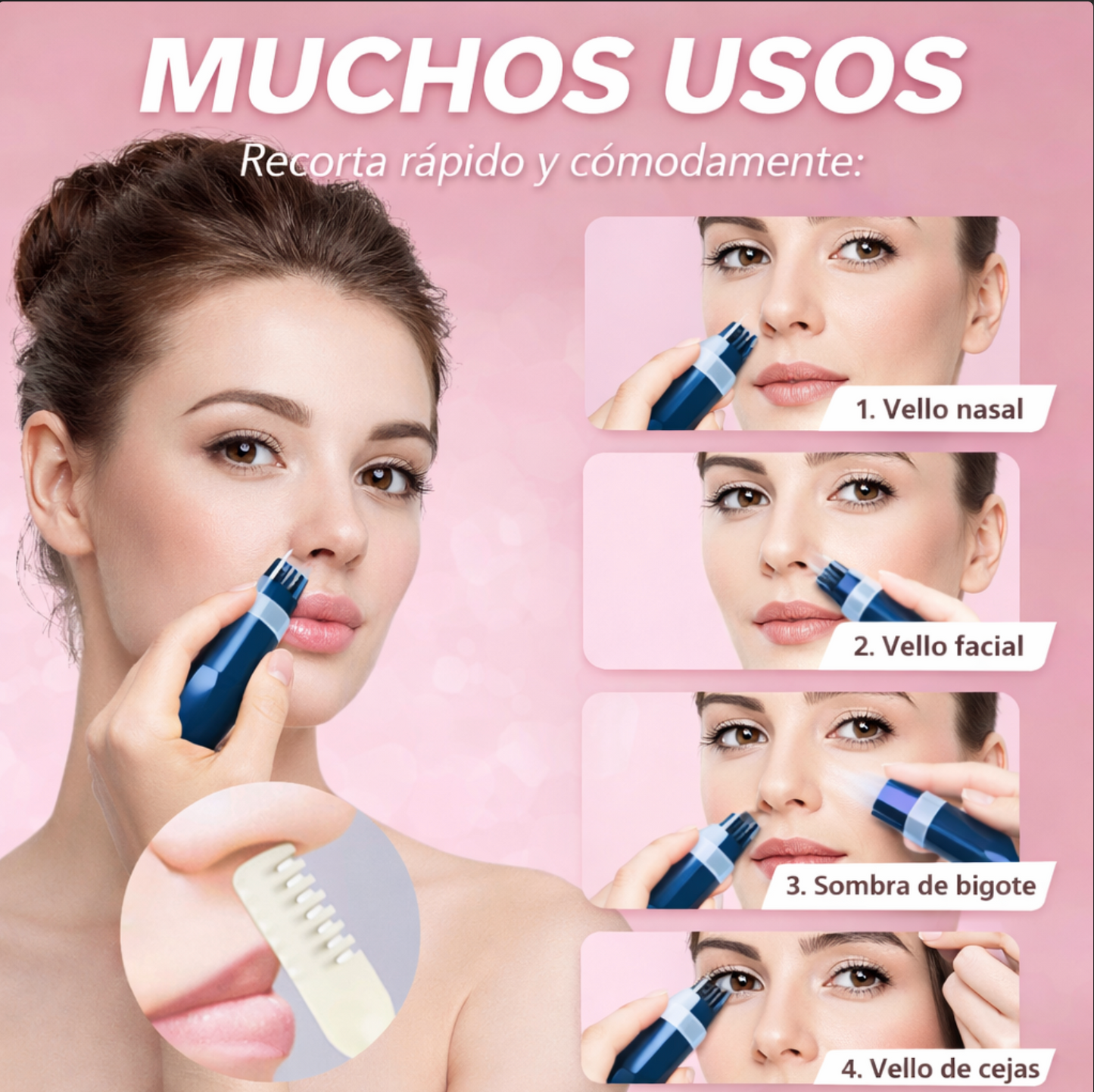 Recortadora de Vello Nasal y Oido + regalo de cargador