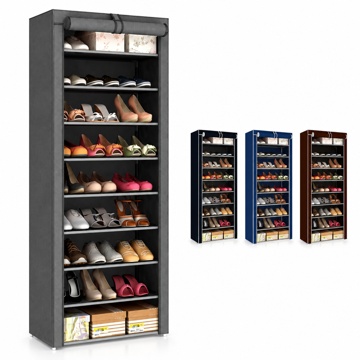 Organizador disponible en Negro, Gris, Marrón y Azul