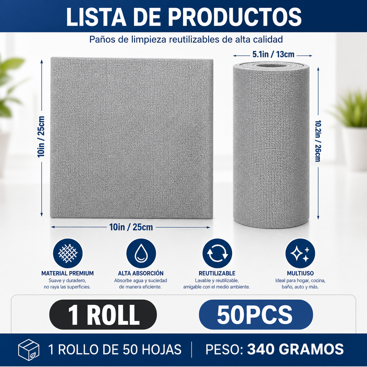 Rollo de Toallas de Microfibra Pro