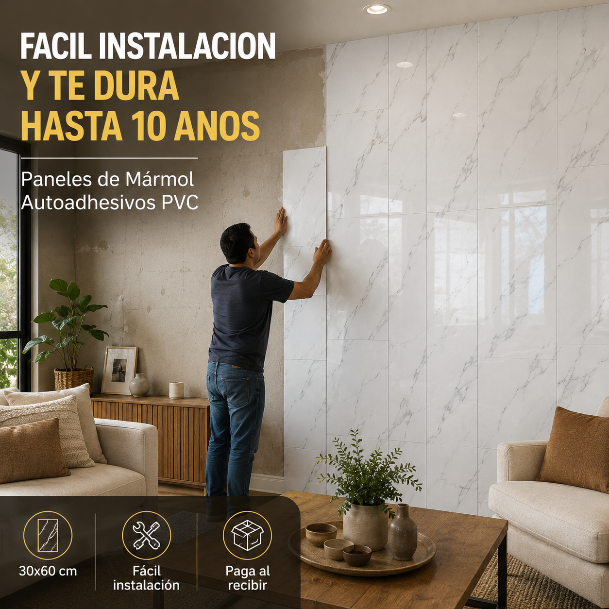 Paneles de Marmol Autoadhesivos PVC